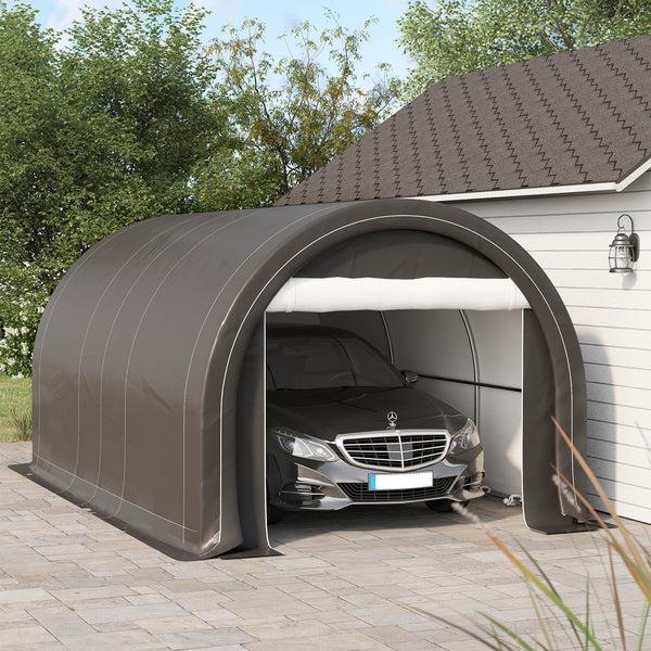 Outsunny 10' X 16' Heavy-Duty Portable Carport With Anti-UV Canopy & Large Zippered Door Gray