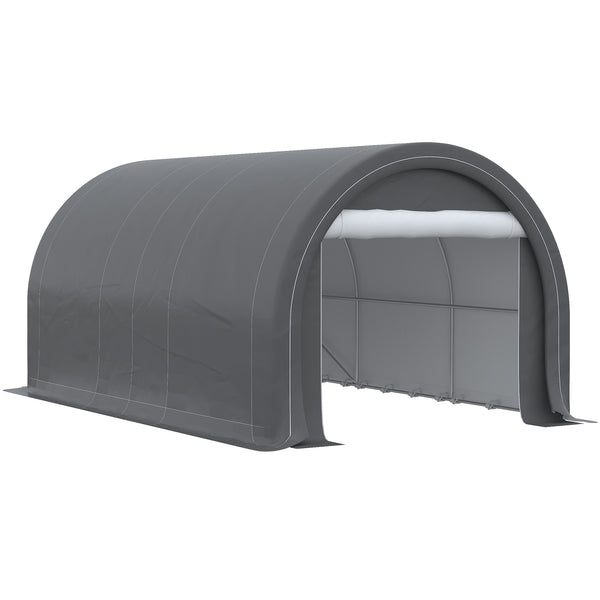outsunny 10' x 16' Heavy-Duty Portable Carport with Anti-UV Canopy & Large Zippered Door Gray
