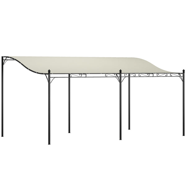 Outsunny 10' X 16' Wall-Mounted Metal Patio Canopy With Drainage Holes Cream White