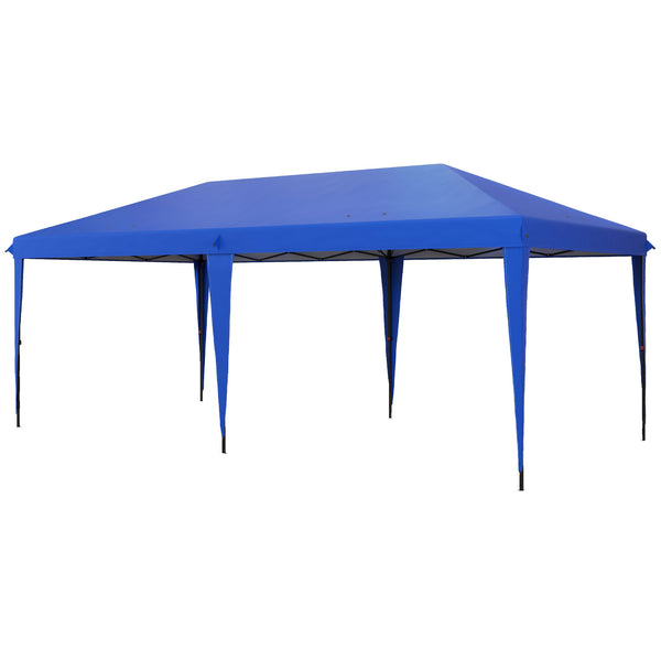 Outsunny 10' X 19.2' Pop-Up Gazebo Canopy Tent Instant Outdoor Sun Shade Shelter With Carry Bag Blue