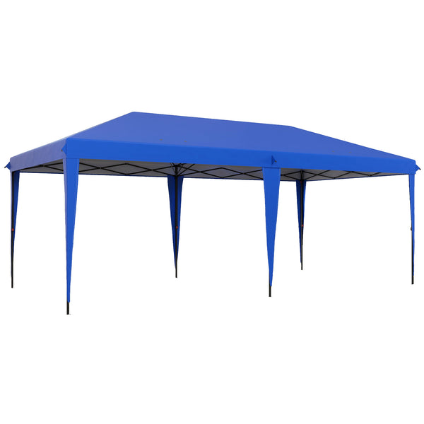 outsunny 10' x 19.2' Pop-Up Gazebo Canopy Tent Instant Outdoor Sun Shade Shelter with Carry Bag Blue