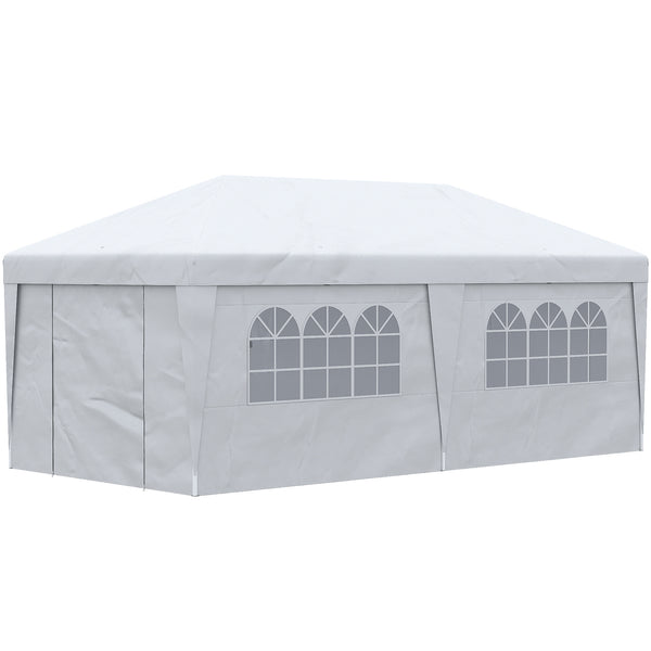 Outsunny 10' X 19.5' Pop Up Canopy Tent With Height Adjustable Sidewalls Weight Bags&Carry Bag White