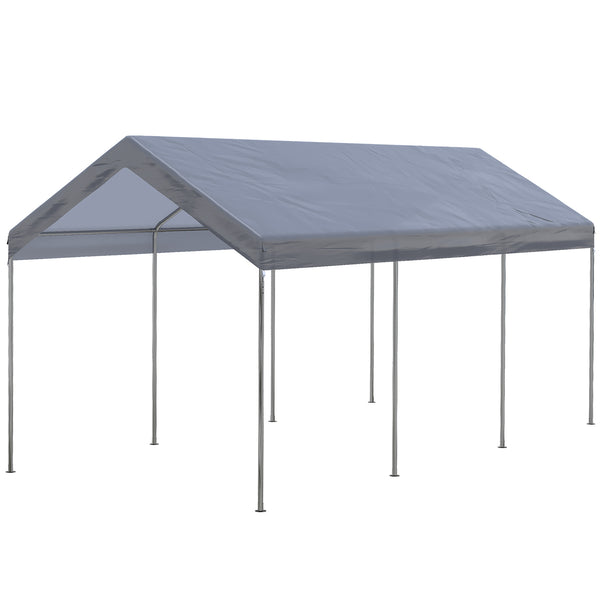 Outsunny 10' X 20' Adjustable Height Portable Canopy Tent With 8 Legs Shelter For Outdoor Storage Gray
