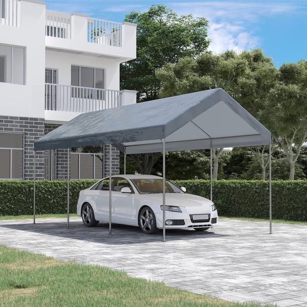 Outsunny 10' X 20' Adjustable Height Portable Canopy Tent With 8 Legs Shelter For Outdoor Storage Gray