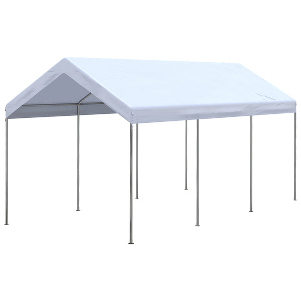 Outsunny 10' X 20' Adjustable Height Portable Canopy Tent With 8 Legs Shelter For Outdoor Storage White