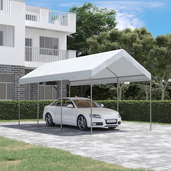 Outsunny 10' X 20' Adjustable Height Portable Canopy Tent With 8 Legs Shelter For Outdoor Storage White