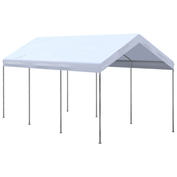 outsunny 10' x 20' Adjustable Height Portable Canopy Tent with 8 Legs Shelter for Outdoor Storage White