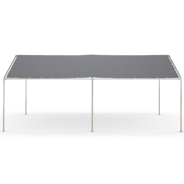 Outsunny 10' X 20' Heavy Duty Galvanized Steel Carport W/ Anchor Kit & 3 Reinforced Cables Gray