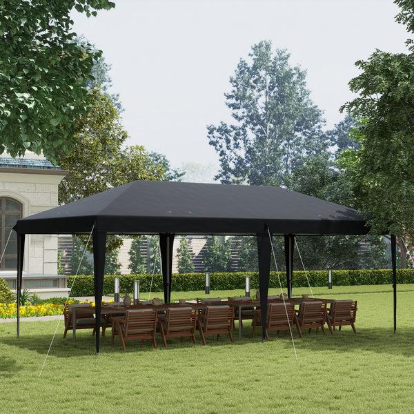 Outsunny 10' X 20' Heavy Duty Instant Pop-Up Canopy Tent With Sun Shade Shelter Black