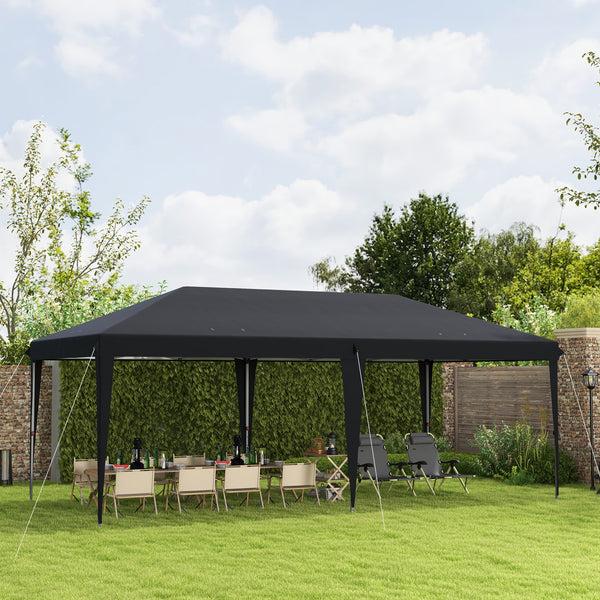 Outsunny 10' X 20' Heavy Duty Instant Pop-Up Canopy Tent With Sun Shade Shelter Black