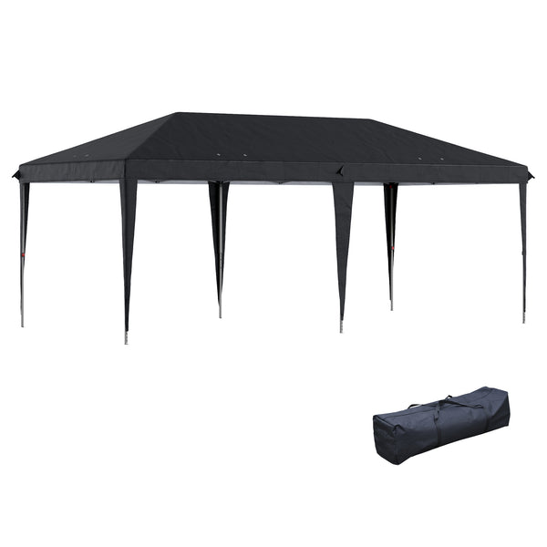 outsunny 10' x 20' Heavy Duty Instant Pop-Up Canopy Tent with Sun Shade Shelter Black
