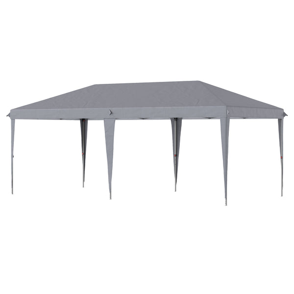 Outsunny 10' X 20' Heavy Duty Pop-Up Canopy Tent Instant Outdoor Sun Shade Shelter With Carry Bag Gray