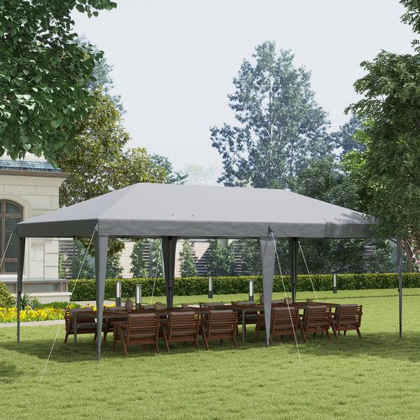 Outsunny 10' X 20' Heavy Duty Pop-Up Canopy Tent Instant Outdoor Sun Shade Shelter With Carry Bag Gray