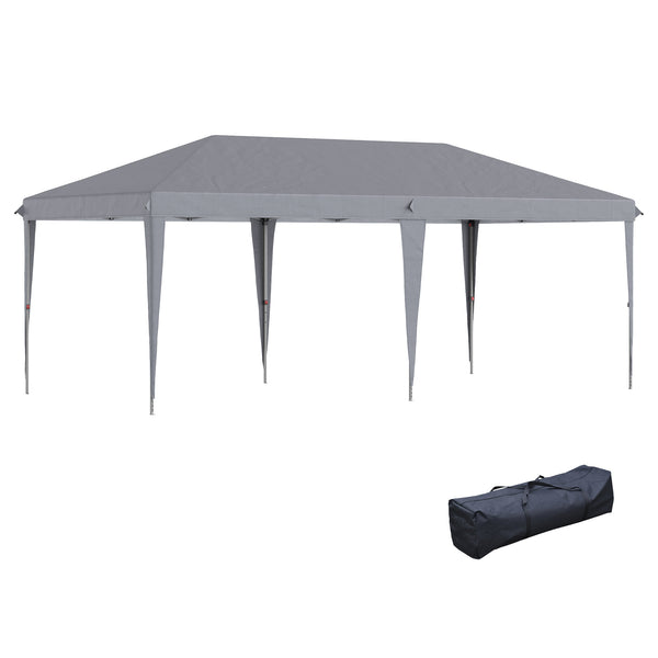outsunny 10' x 20' Heavy Duty Pop-Up Canopy Tent Instant Outdoor Sun Shade Shelter with Carry Bag Gray