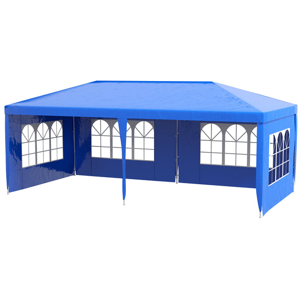 Outsunny 10' X 20' Large Party Tent With Removable Windows & Canopy Blue
