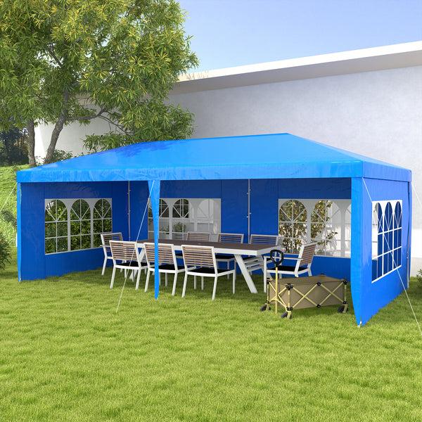 Outsunny 10' X 20' Large Party Tent With Removable Windows & Canopy Blue