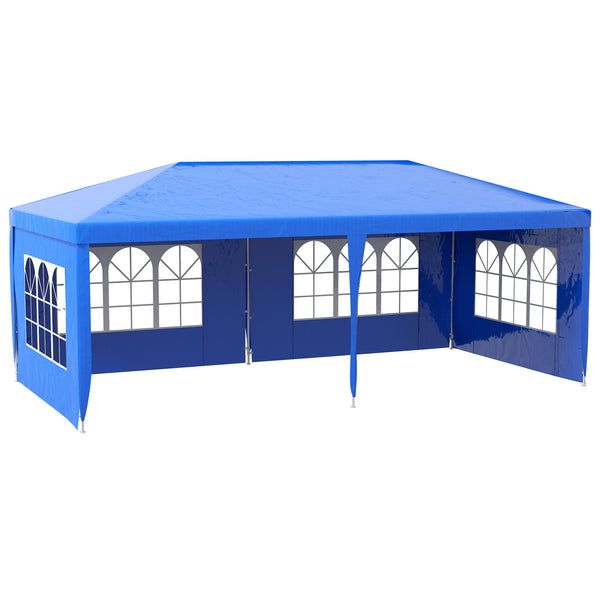outsunny 10' x 20' Large Party Tent with Removable Windows & Canopy Blue outsunny 10' x 20' Large Party Tent with Removable Windows & Canopy Blue