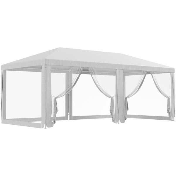 Outsunny 10' X 20' Party Tent Gazebo With Removable Sidewalls White Shelter For Outdoor Events & BBQs