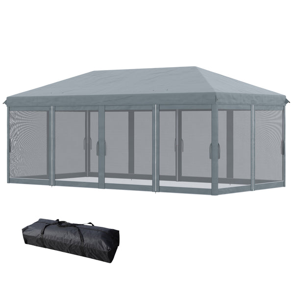 Outsunny 10' X 20' Pop Up Canopy Tent Netting Heavy Duty Instant Sun Shelter Large Gray
