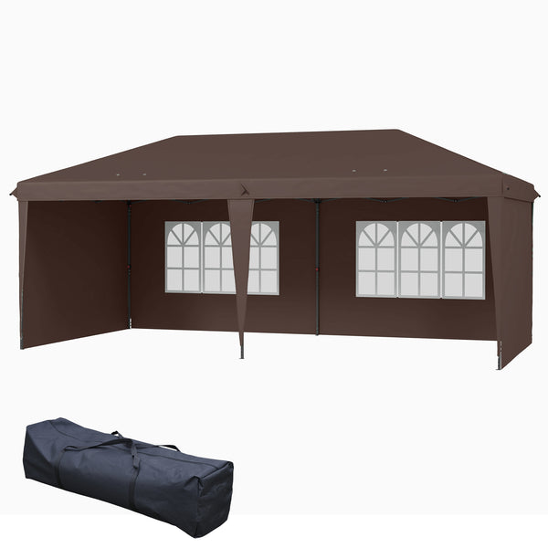 Outsunny 10' X 20' Pop Up Canopy Tent With 4 Sidewalls & Carry Bag Instant Gazebo For Patio & Garden