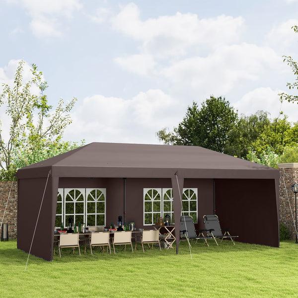 Outsunny 10' X 20' Pop Up Canopy Tent With 4 Sidewalls & Carry Bag Instant Gazebo For Patio & Garden