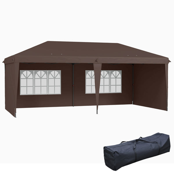 outsunny 10' x 20' Pop Up Canopy Tent with 4 Sidewalls & Carry Bag Instant Gazebo for Patio & Garden