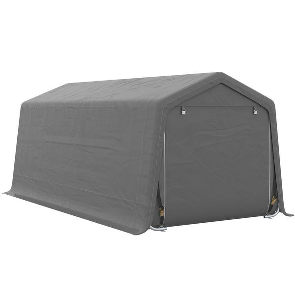 Outsunny 10' X 20' Portable Carport Heavy-Duty Storage Tent Anti-UV PE Cover Double Zipper Doors Gray