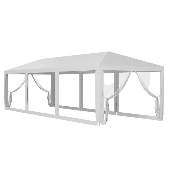 Outsunny 10' X 28' Party Tent Wedding Canopy With Removable Sidewalls Shade Shelter White