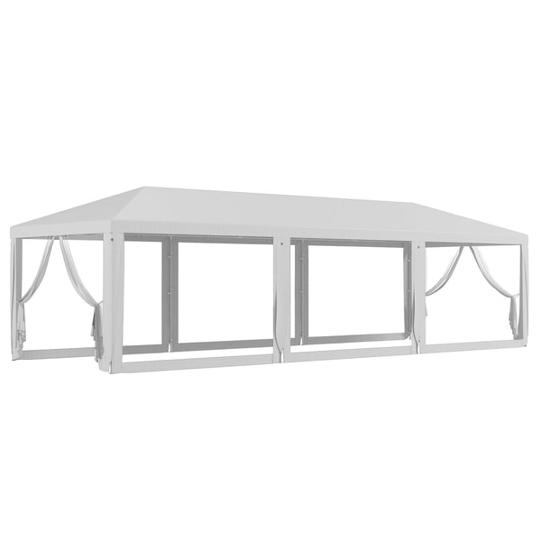 outsunny 10' x 28' Party Tent Wedding Canopy with Removable Sidewalls Shade Shelter White
