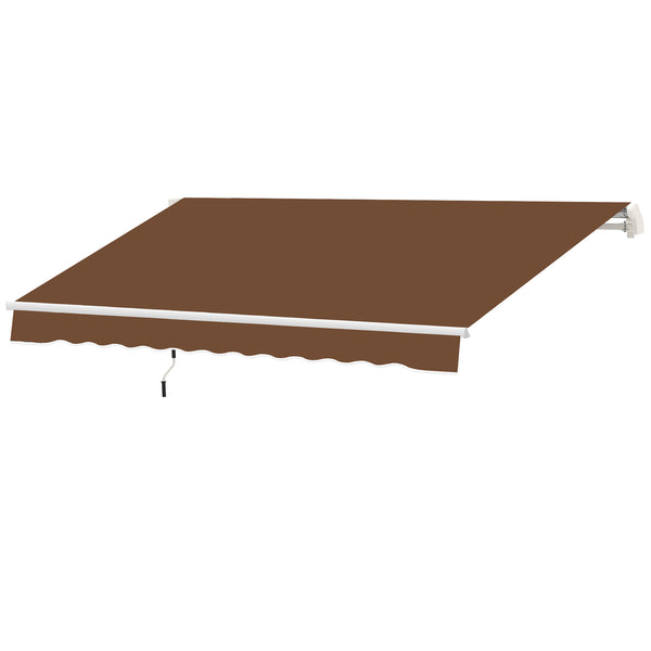 Outsunny 10' X 8' Manual Crank Retractable Awning UV/Water-Resistant Sun Shelter Coffee Brown