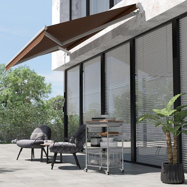 Outsunny 10' X 8' Manual Crank Retractable Awning UV/Water-Resistant Sun Shelter Coffee Brown
