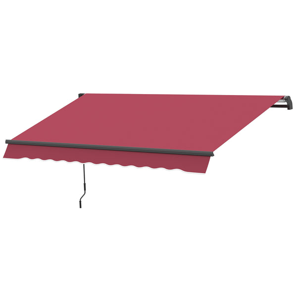 Outsunny 10' X 8' Manual Crank Retractable Awning UV/Water-Resistant Sun Shelter Wine Red
