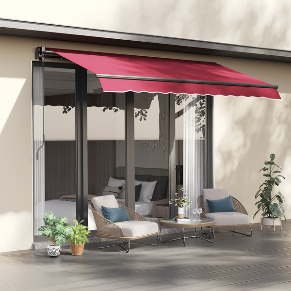 Outsunny 10' X 8' Manual Crank Retractable Awning UV/Water-Resistant Sun Shelter Wine Red