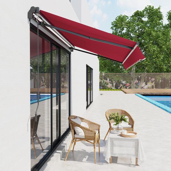Outsunny 10' X 8' Manual Crank Retractable Awning UV/Water-Resistant Sun Shelter Wine Red