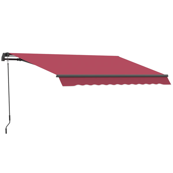 outsunny 10' x 8' Manual Crank Retractable Awning UV/Water-Resistant Sun Shelter Wine Red