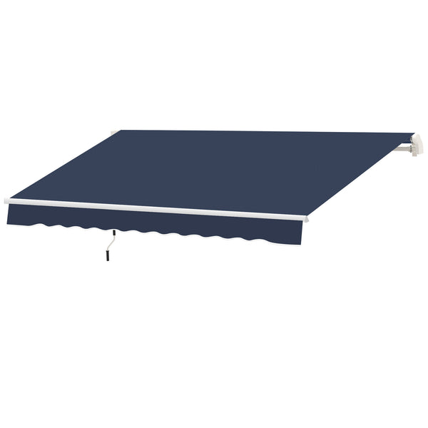 Outsunny 10' X 8' Manual Crank Retractable Awning UV/Water-Resistant Sun Shelter Blue