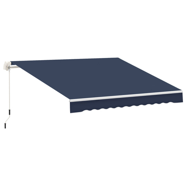 outsunny 10' x 8' Manual Crank Retractable Awning UV/Water-Resistant Sun Shelter Blue