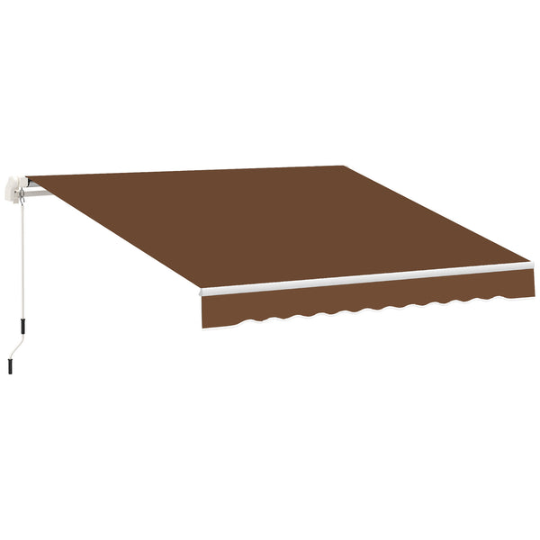 outsunny 10' x 8' Manual Crank Retractable Awning UV/Water-Resistant Sun Shelter Coffee Brown