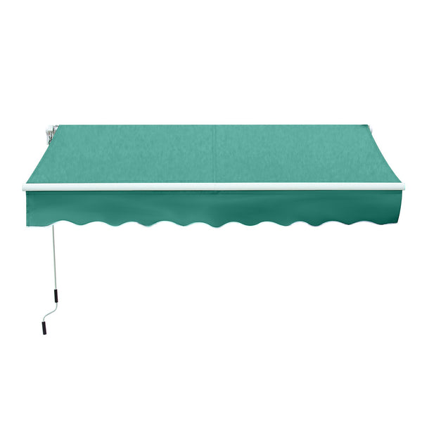 Outsunny 10' X 8' Retractable Awning With Manual Crank UV/Water-Resistant Green Fabric Green