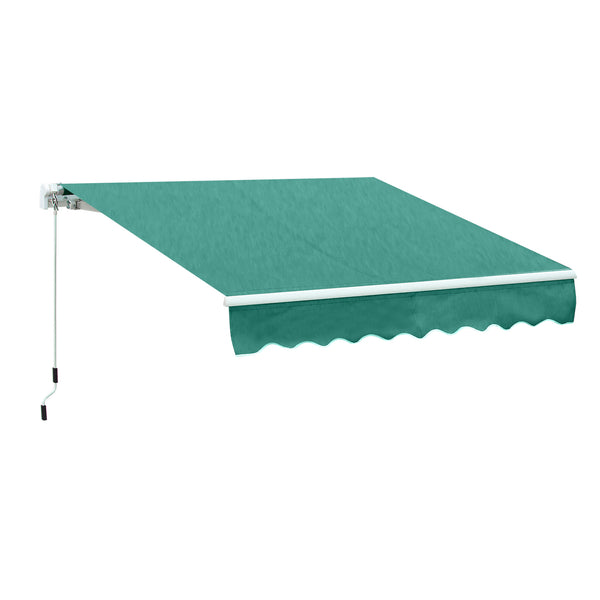 outsunny 10' x 8' Retractable Awning with Manual Crank UV/Water-Resistant Green Fabric Green