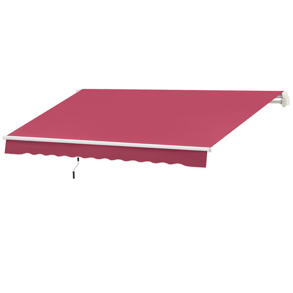 Outsunny 10' X 8' Retractable Patio Awning With Manual Crank Handle & UV/Water-Resistant Fabric Red
