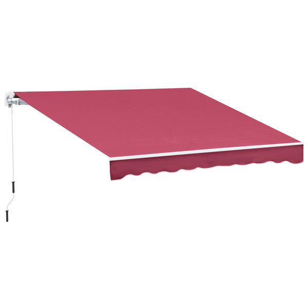 outsunny 10' x 8' Retractable Patio Awning with Manual Crank Handle & UV/Water-Resistant Fabric Red