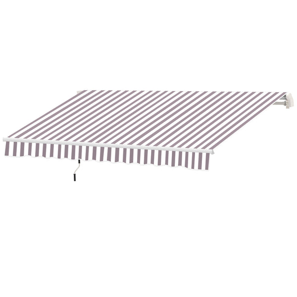 Outsunny 10' X 8' Retractable Patio Awning With UV/Water-Resistant Fabric Manual Crank Coffee Stripes