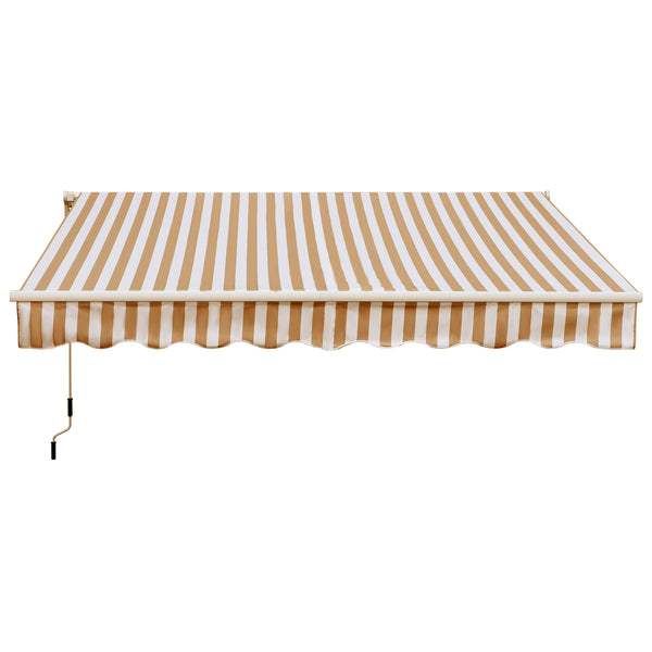 Outsunny 10'x8' Retractable Patio Awning With UV/Water-Resistant Fabric Manual Crank Beige