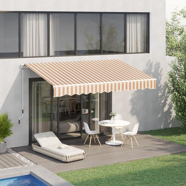 Outsunny 10'x8' Retractable Patio Awning With UV/Water-Resistant Fabric Manual Crank Beige