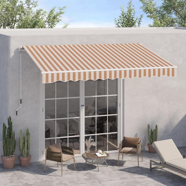 Outsunny 10'x8' Retractable Patio Awning With UV/Water-Resistant Fabric Manual Crank Beige