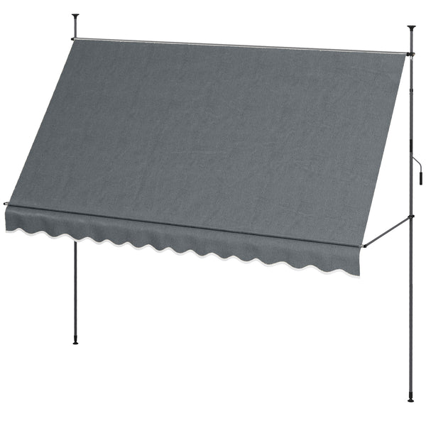 Outsunny 11.5' X 4' Manual Retractable Awning UV-Resistant Tool-Free Patio Cover Dark Gray