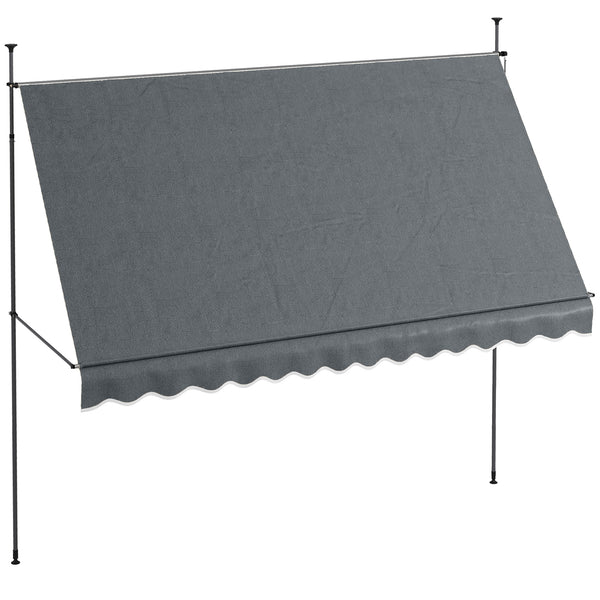 outsunny 11.5' x 4' Manual Retractable Awning UV-Resistant Tool-Free Patio Cover Dark Gray