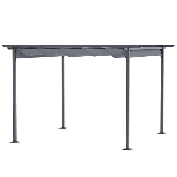 Outsunny 11.5'x11.5' Retractable Metal Pergola Canopy For Patio Backyard Shade Shelter Gray