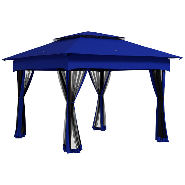 outsunny 11' x 11' Pop-Up Canopy Shelter with Zipper Netting & Carry Bag Blue